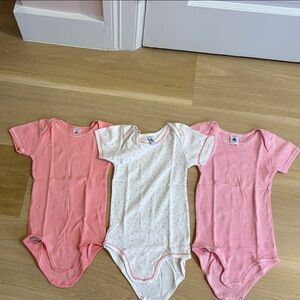 Petit Bateau Pink and White Bodysuit Set
